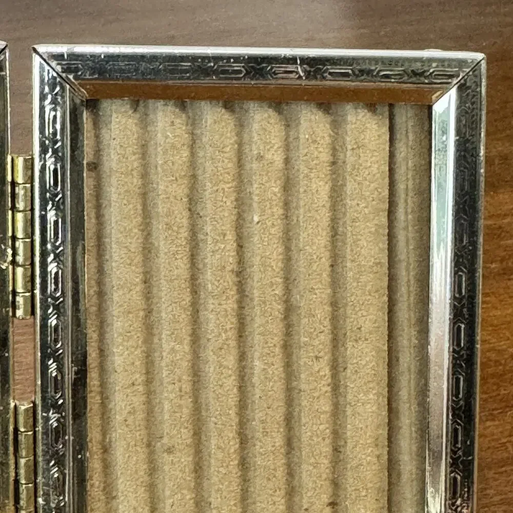 Vintage Decorel Gold Tone Tri-Fold Photo Frame 2.25x3.25 Non-Glare Glass USA